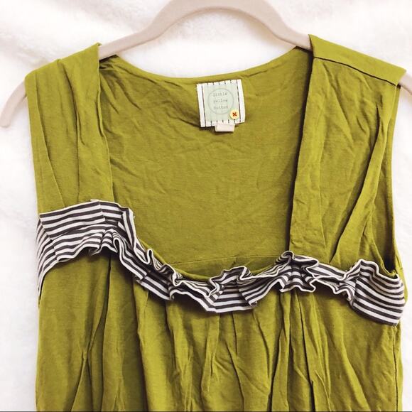 Little Yellow Button Olive Ruffled Front Top - Picture 5 of 7